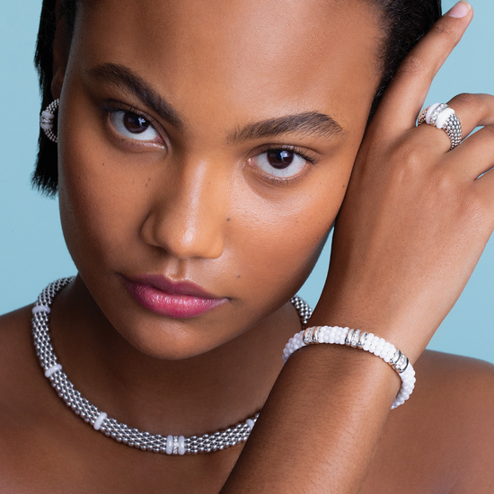 Lagos White Three Station Ceramic Diamond Bracelet