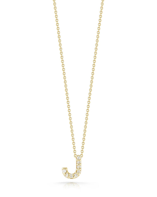 Roberto Coin Love Letter J Necklace in 18k Gold & 0.04ct Diamonds