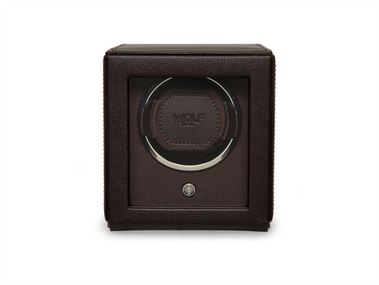 WOLF Brown Vegan Leather Cub Single Watch Winder w/ Cover