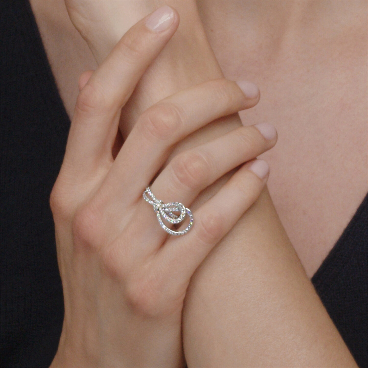 Kwiat Platinum Ribbon Ring with Diamonds