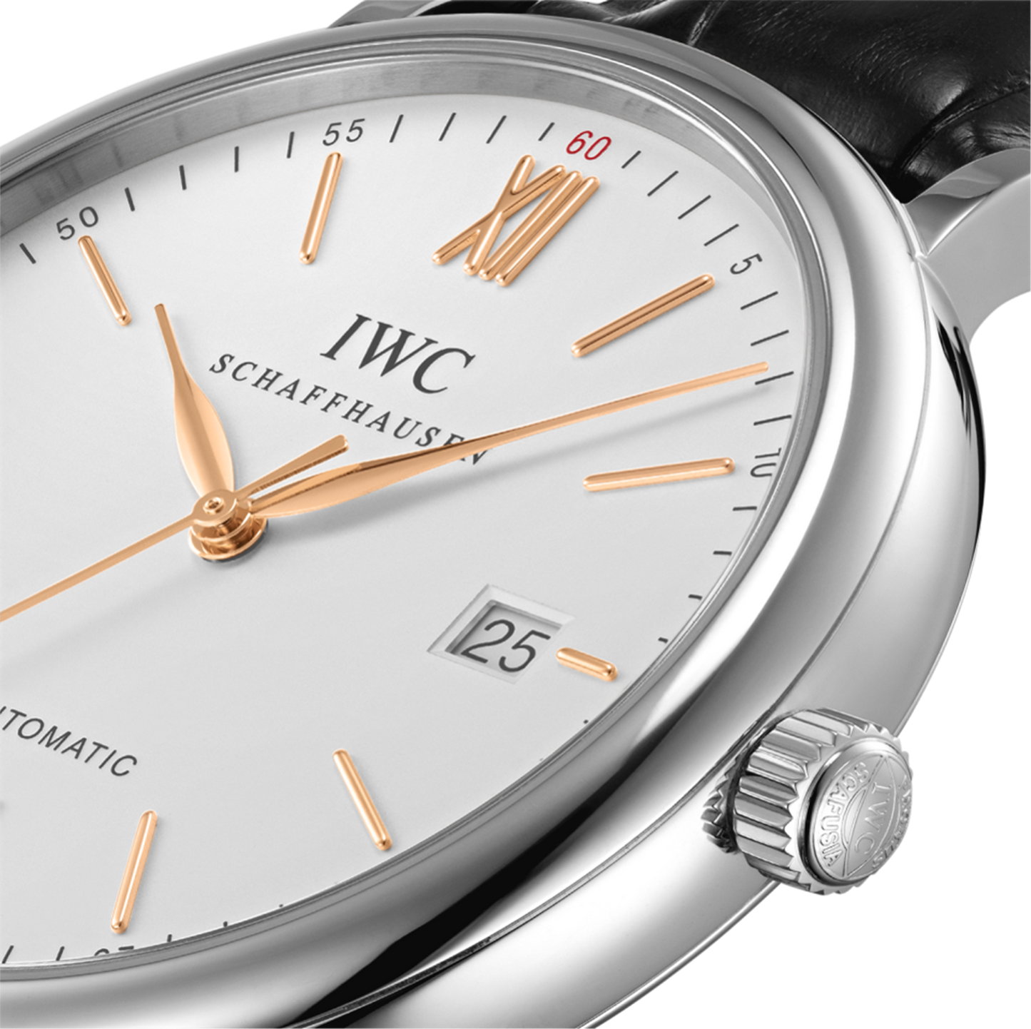 IWC Shaffhausen Portofino Automatic 40mm w/ Silver Dial & Black Alligator Strap
