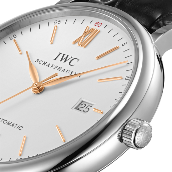 IWC Shaffhausen Portofino Automatic 40mm w/ Silver Dial & Black Alligator Strap