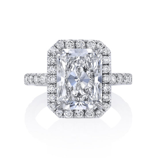 Joshua J Platinum 5ct Radiant-Cut Ring w/ Diamond Halo & Sides