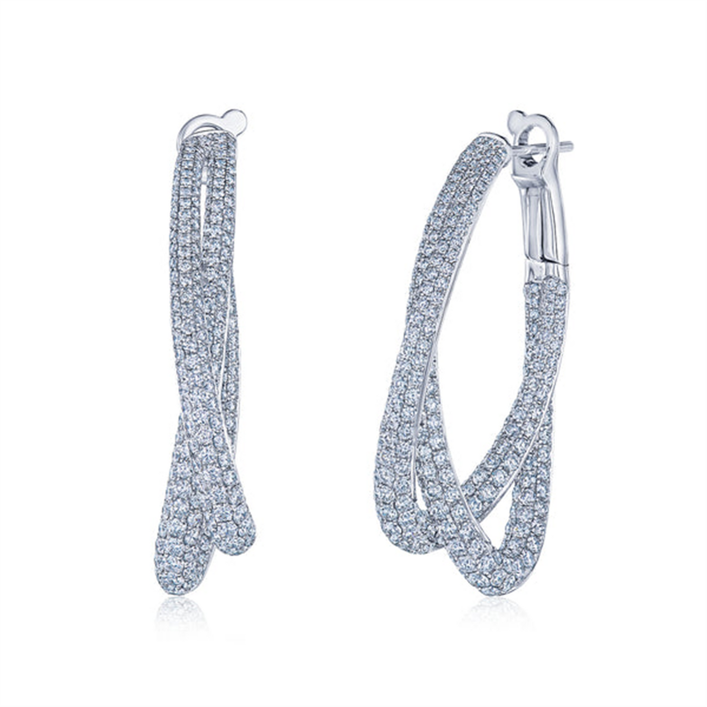 Kwiat Moonlight Crossover Pave Diamond Hoops in 18k White Gold
