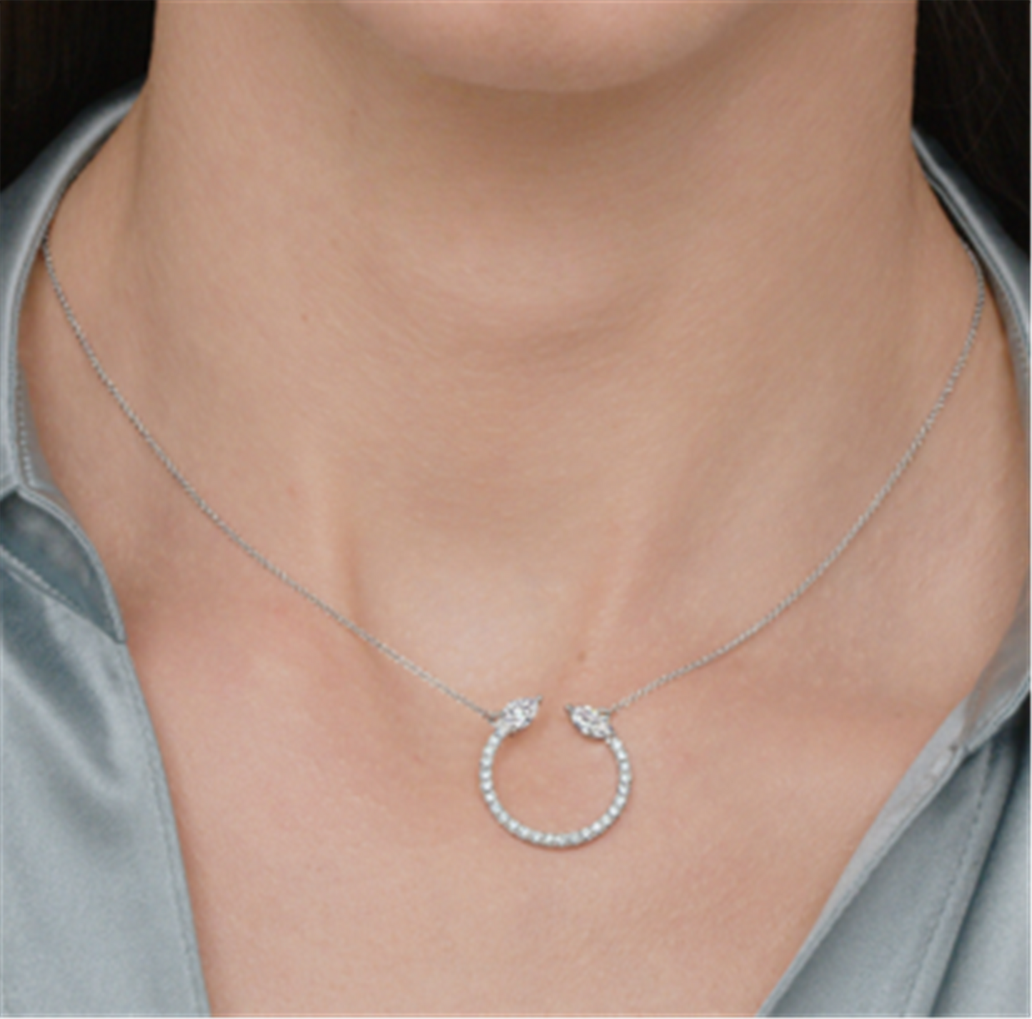 Kwiat Small Circle Pendant with Diamonds in 18k White Gold