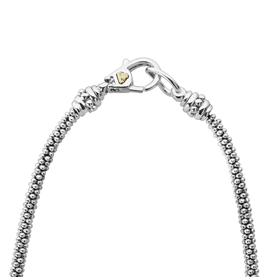 Lagos Caviar 16" Diamond Necklace in Sterling Silver and 18k Gold - 3mm