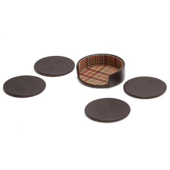 WOLF WM Brown Set of 4 Coasters with Case