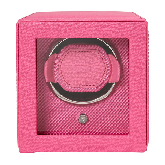 WOLF Pink Cub Single Watch Winder with Cover