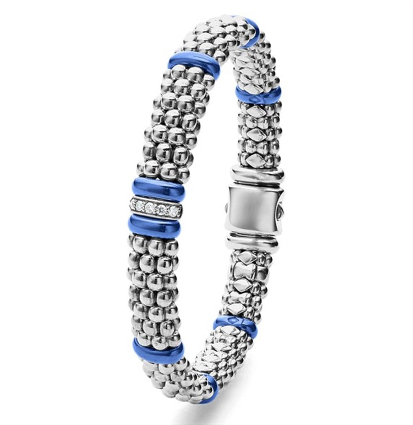 Lagos Ultramarine Single Station Diamond Caviar Bracelet