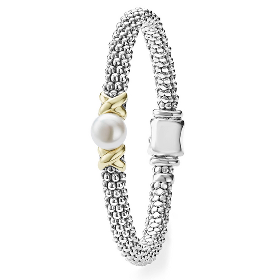 Lagos Two-Tone X Pearl Caviar Bracelet