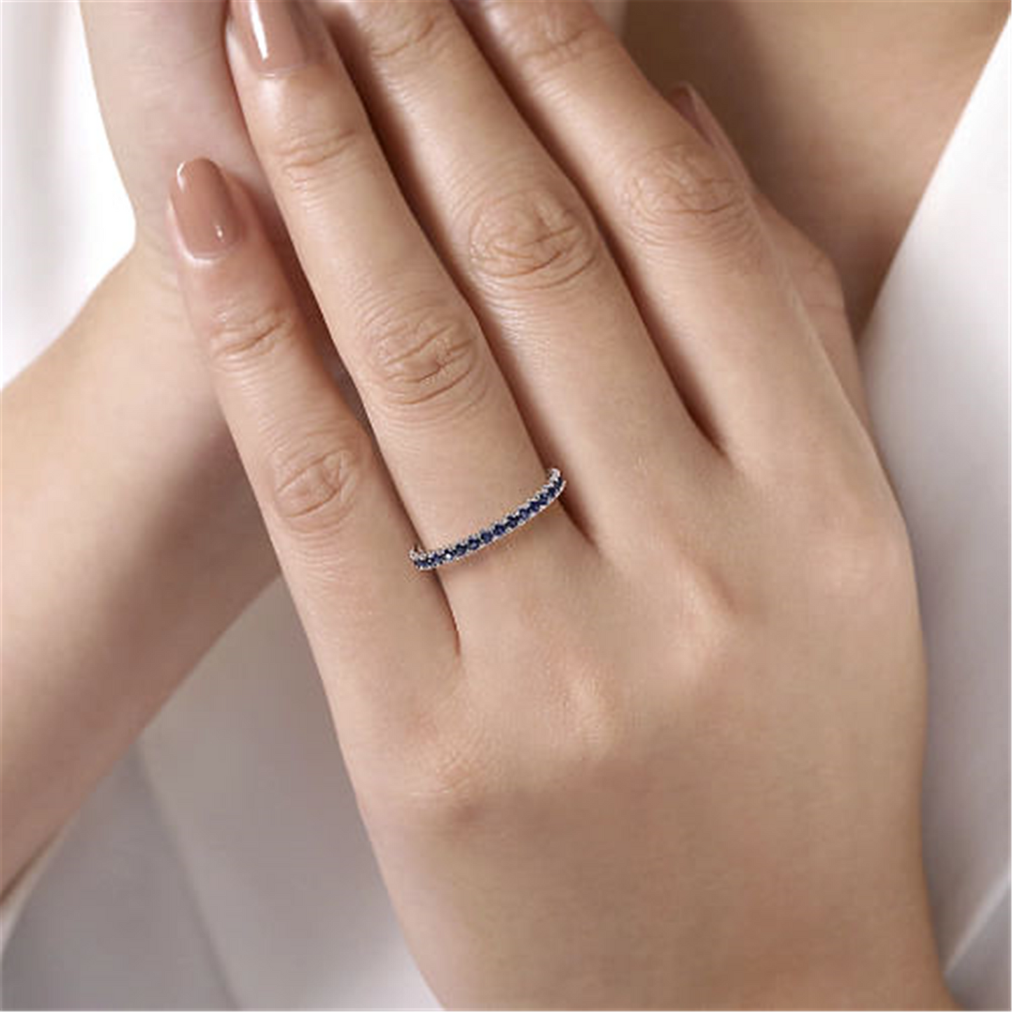 Gabriel & Co. White Gold & Sapphire Stackable Ring