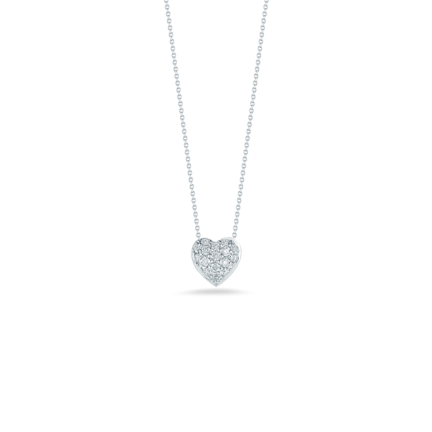 Roberto Coin Tiny Treasures Diamond Puffed Heart Necklace in 18k White