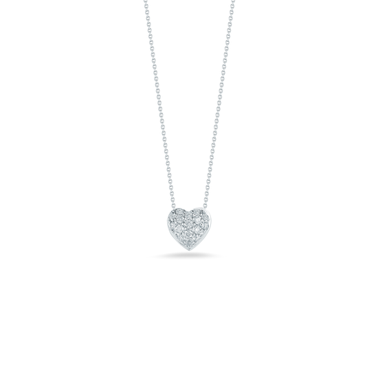 Roberto Coin Tiny Treasures Diamond Puffed Heart Necklace in 18k White