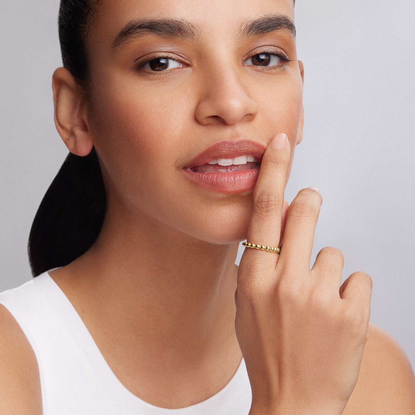 Lagos Gold Beaded Stacking Ring in 18k Gold