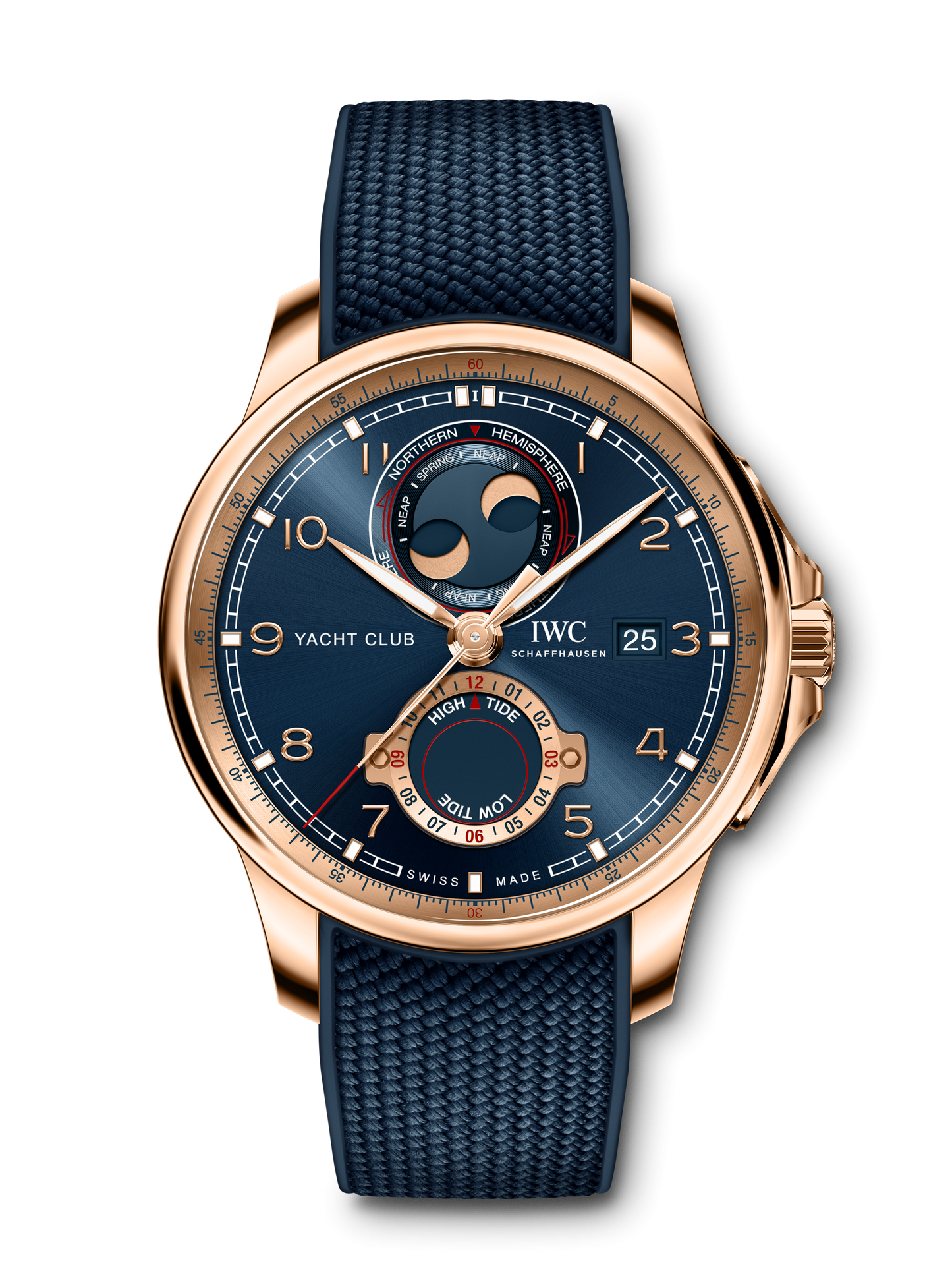 IWC Shaffhausen Portugieser Yacht Club Moon & Tide 44.6mm in 18k Gold & Blue