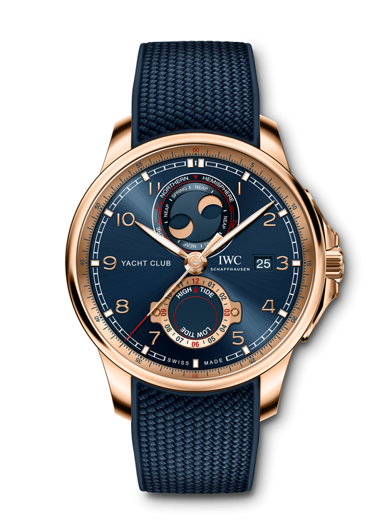 IWC Shaffhausen Portugieser Yacht Club Moon & Tide 44.6mm in 18k Gold & Blue