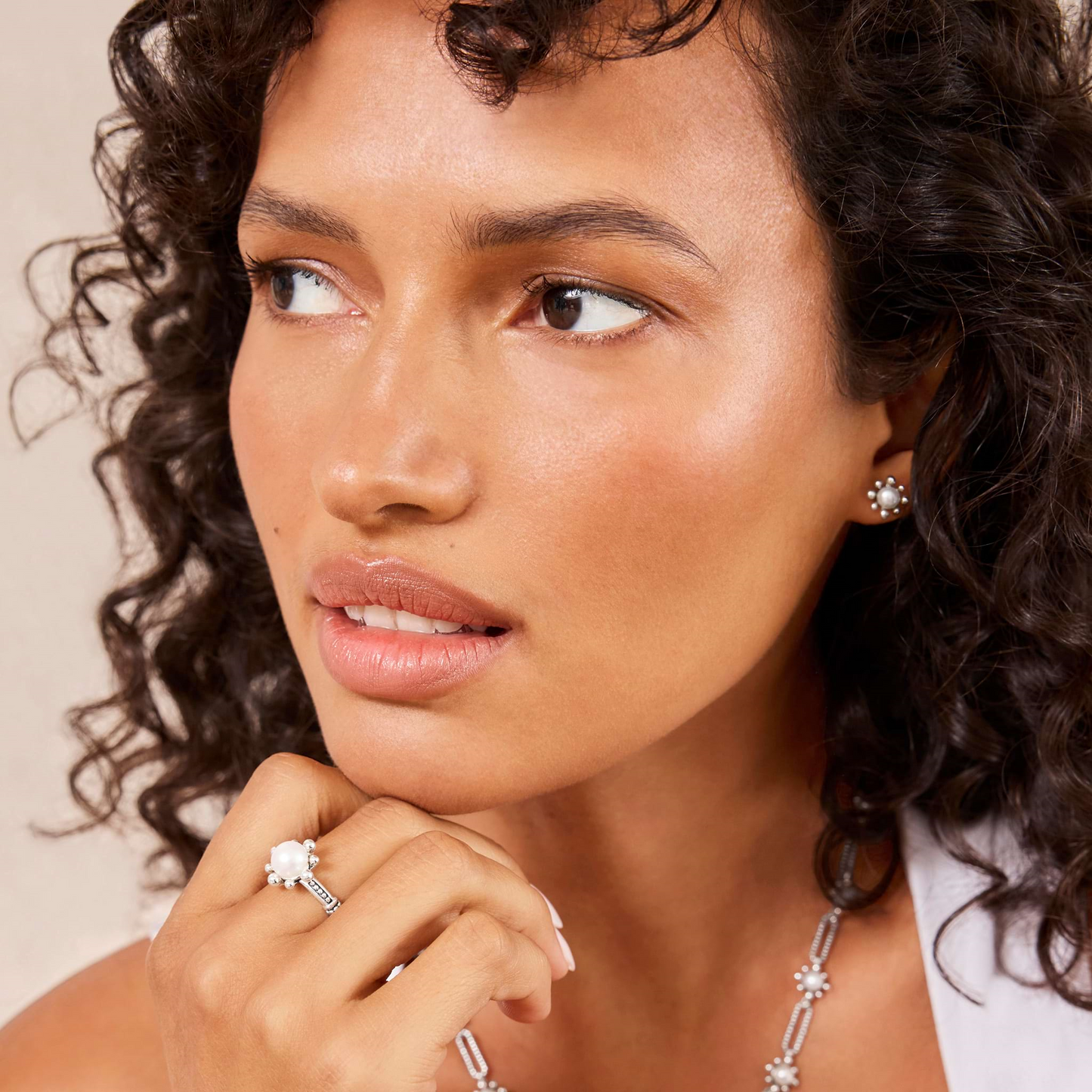 Lagos Fleur Pearl Stud Earrings in Sterling Silver
