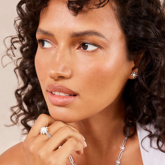 Lagos Fleur Pearl Stud Earrings in Sterling Silver