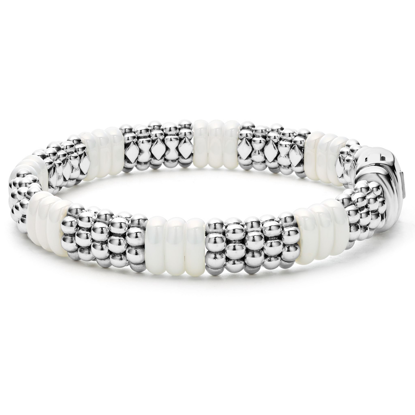 Lagos White Ceramic Caviar Beaded Bracelet