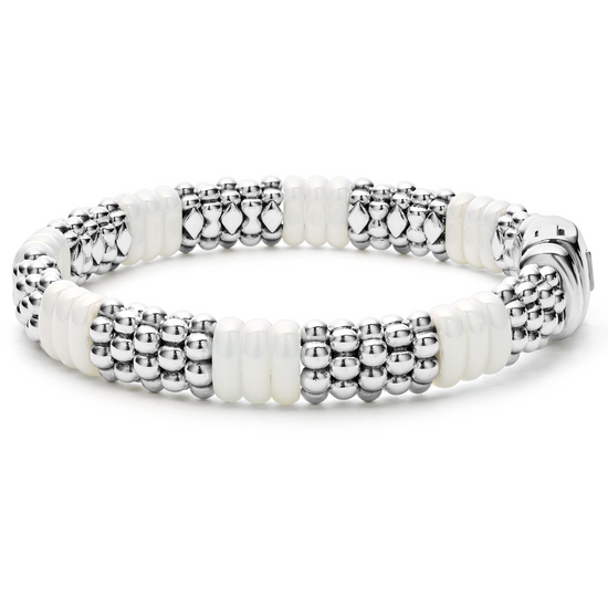 Lagos White Ceramic Caviar Beaded Bracelet