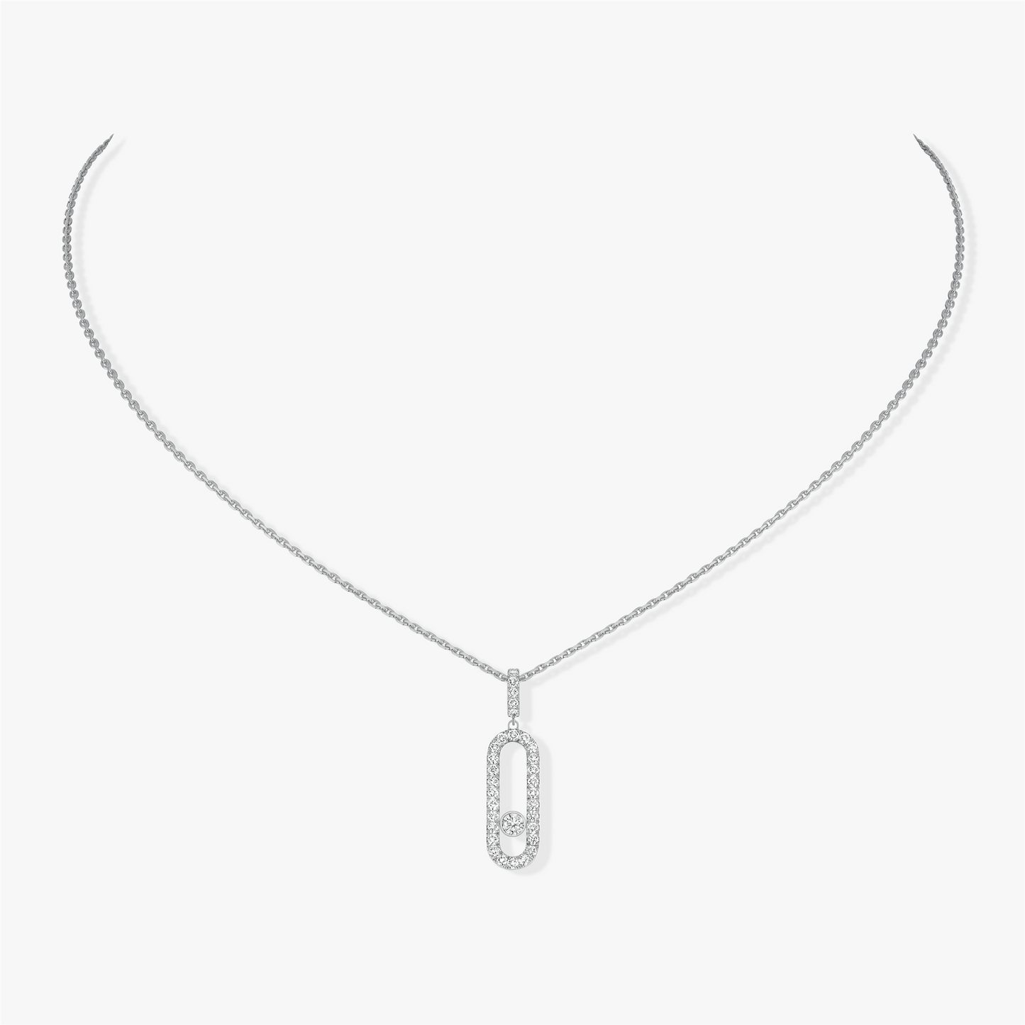 Messika Move Uno Pavé Necklace in 18k White Gold & 1/3ct Diamonds