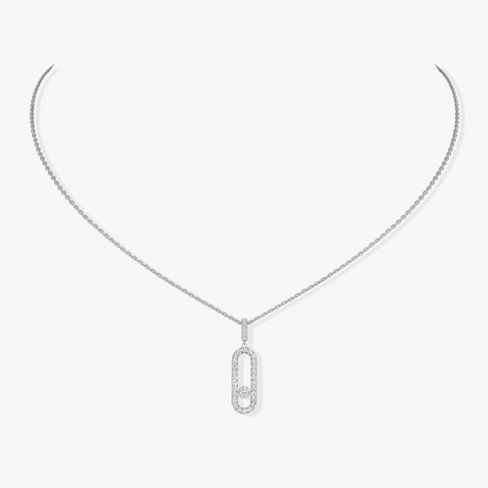 Messika Move Uno Pavé Necklace in 18k White Gold & 1/3ct Diamonds