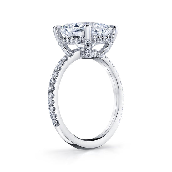 Joshua J Cushion Cut Center with Super Fine Micro Pave Shank Engagement Ring