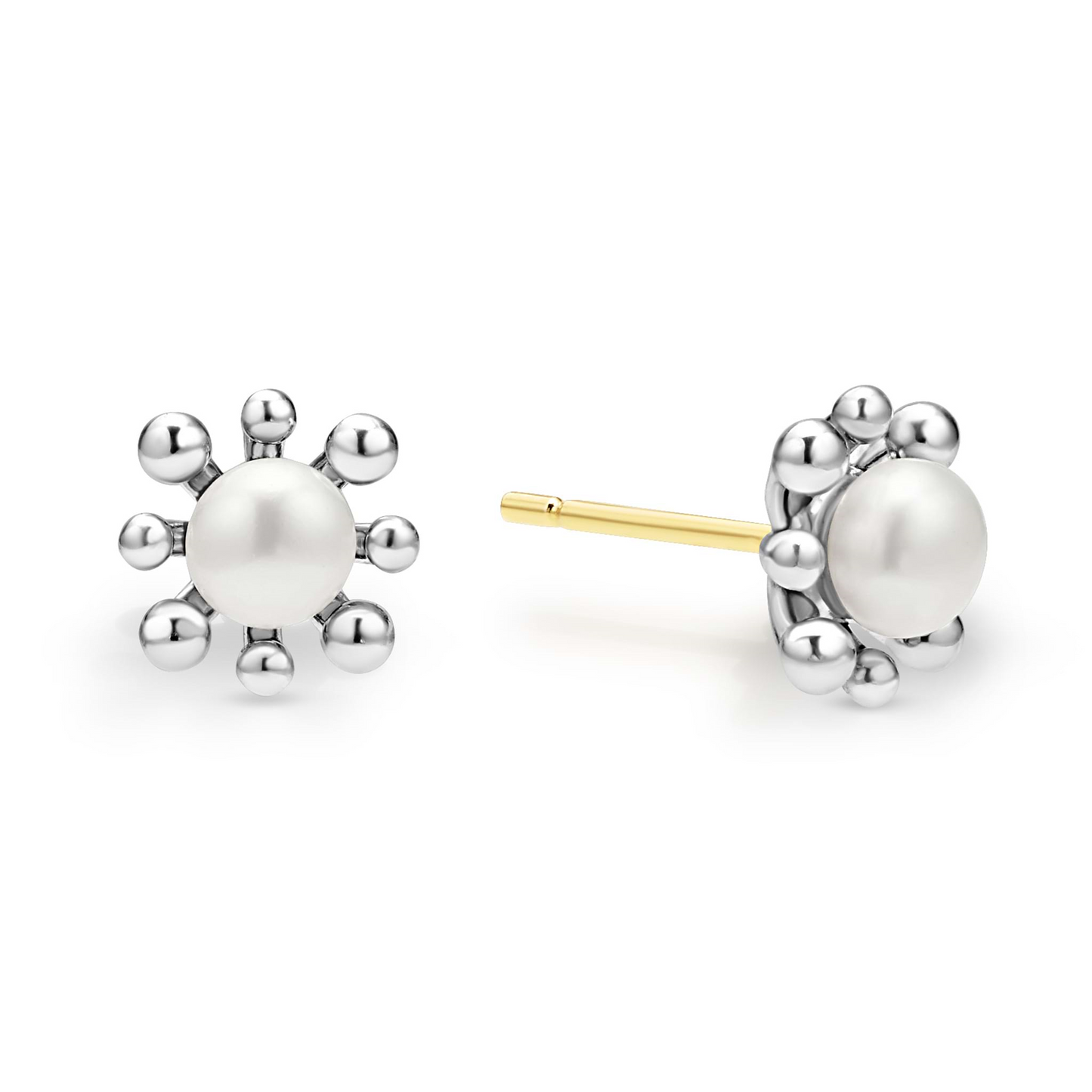 Lagos Fleur Pearl Stud Earrings in Sterling Silver