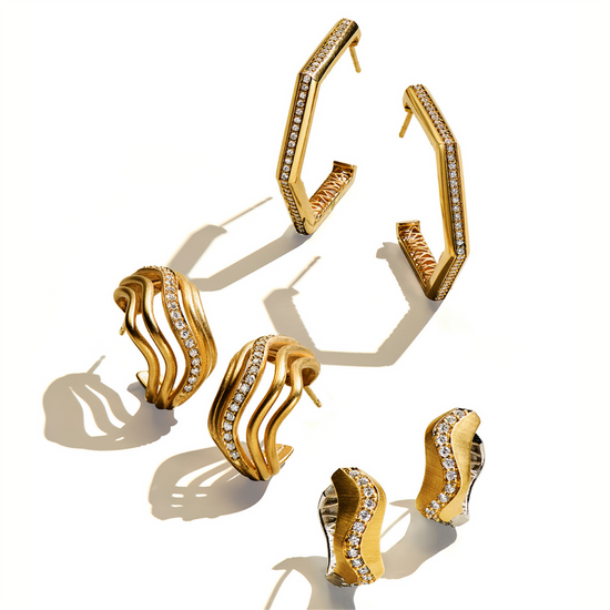 Jamie Turner Sierra Huggies with Diamonds in 18k Gold