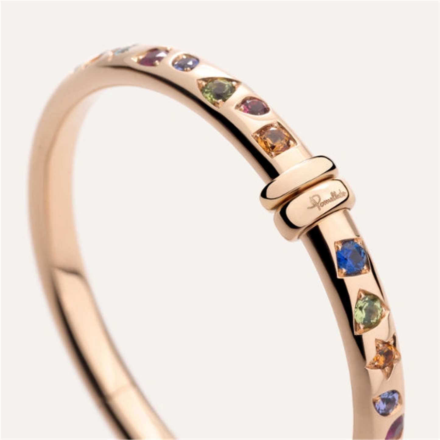 Pomellato Iconica Colour 18K Rose Gold Mixed Gemstones Bangle Bracelet