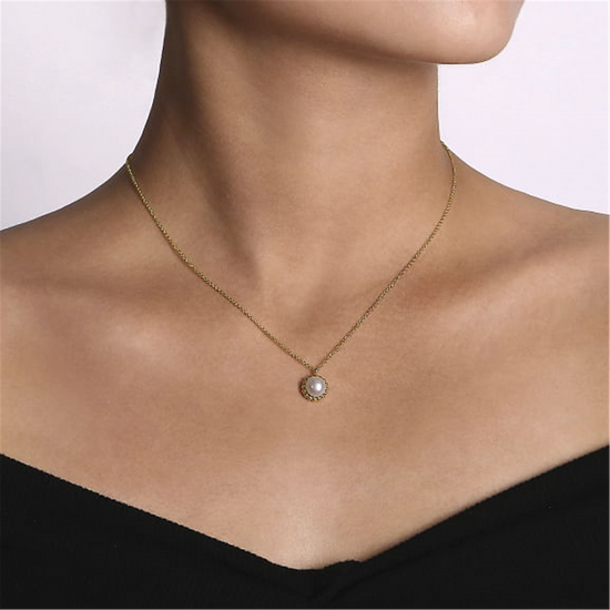 Gabriel & Co. Gold Bujukan Pearl Pendant Necklace