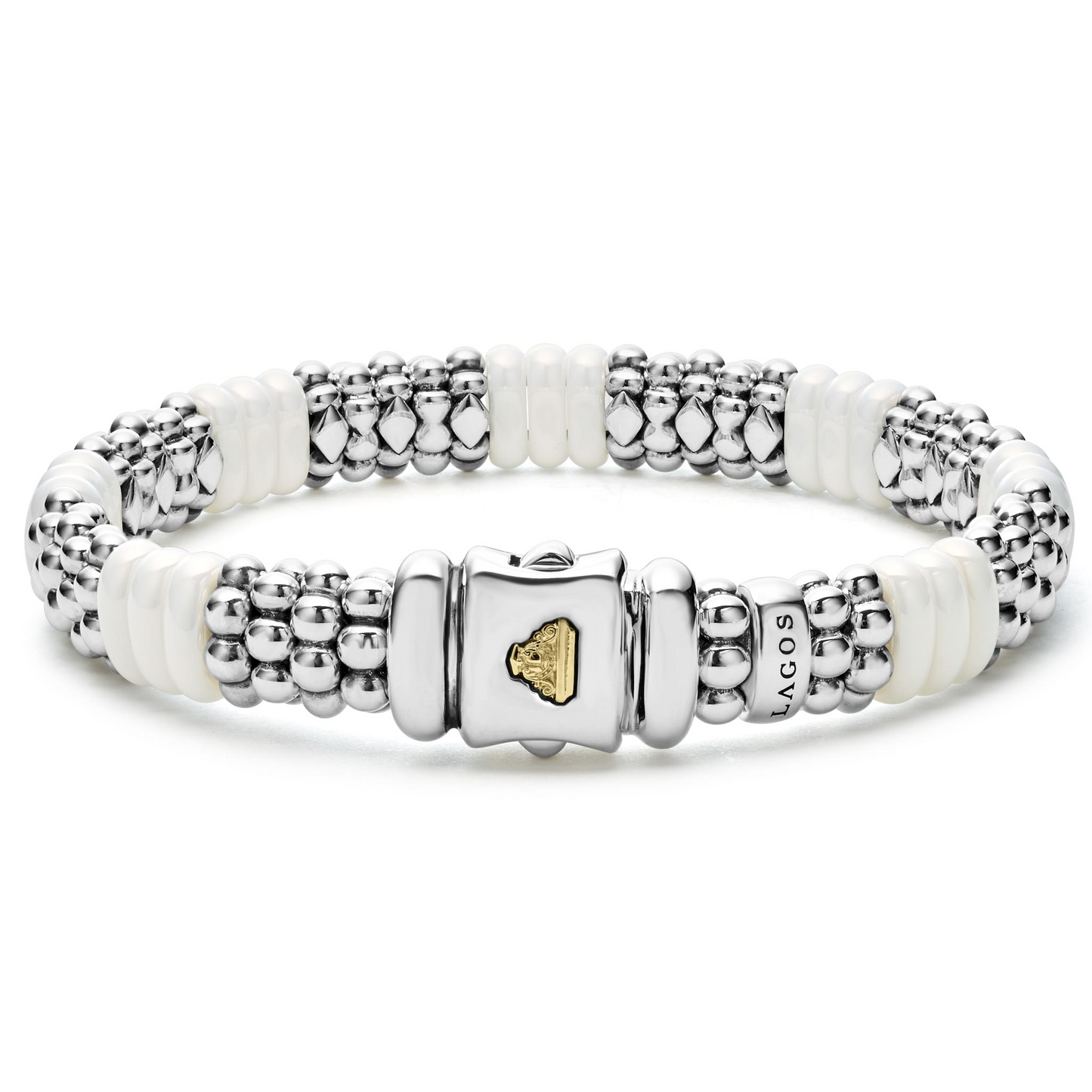 Lagos White Ceramic Caviar Beaded Bracelet