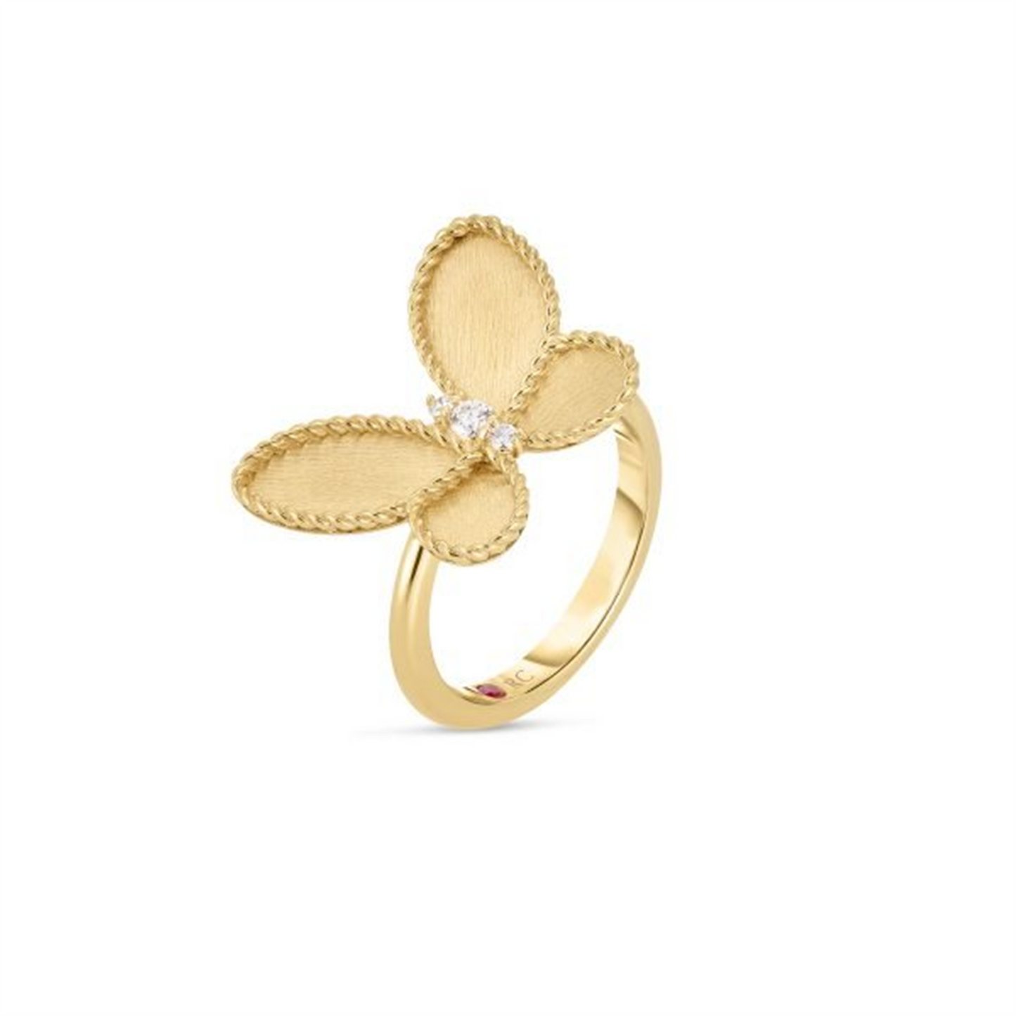 Roberto Coin Gold Jasmine Diamond & Satin Finish Butterfly Ring