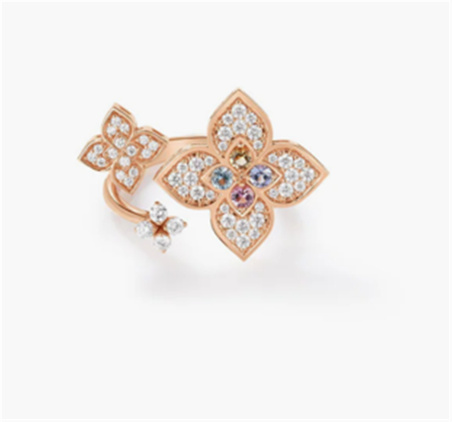 Roberto Coin Venetian Princess Carnival Pave Diamond & Mixed Stones Large Triple Flower Ring