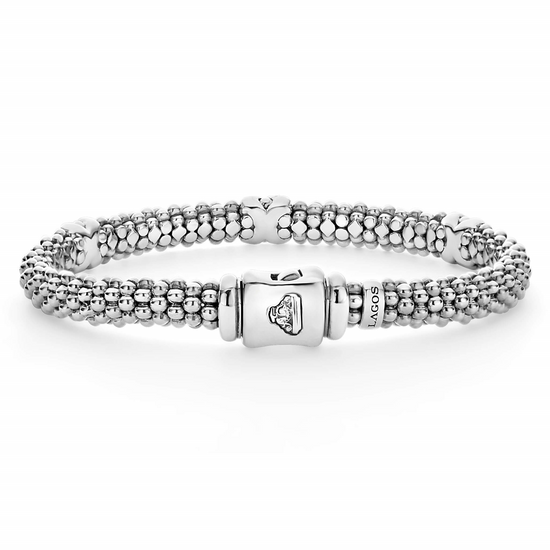 Lagos Three Station Silver X Diamond Bracelet