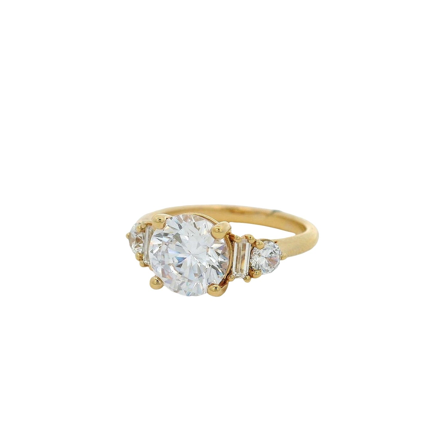 Semi-Mount Engagement Ring w/ Round & Baguette Sides