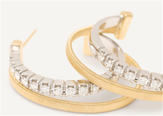 Marco Bicego Masai Double Hoop Diamond Earrings in 18k Two-Tone Gold