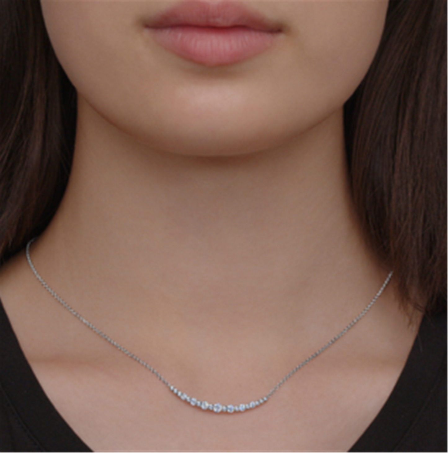 Kwiat Curved Bar Diamond Necklace in 18k White Gold