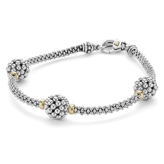 Lagos Three Station Caviar Beaded Bracelet