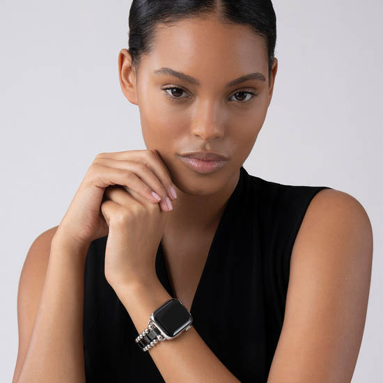 Lagos Black Ceramic and Stainless Steel Watch Bracelet