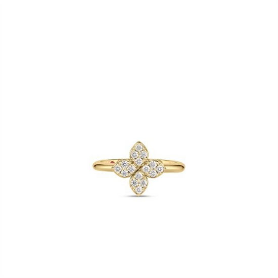 Roberto Coin Gold Love in Verona Medium Pave Diamond Flower Ring