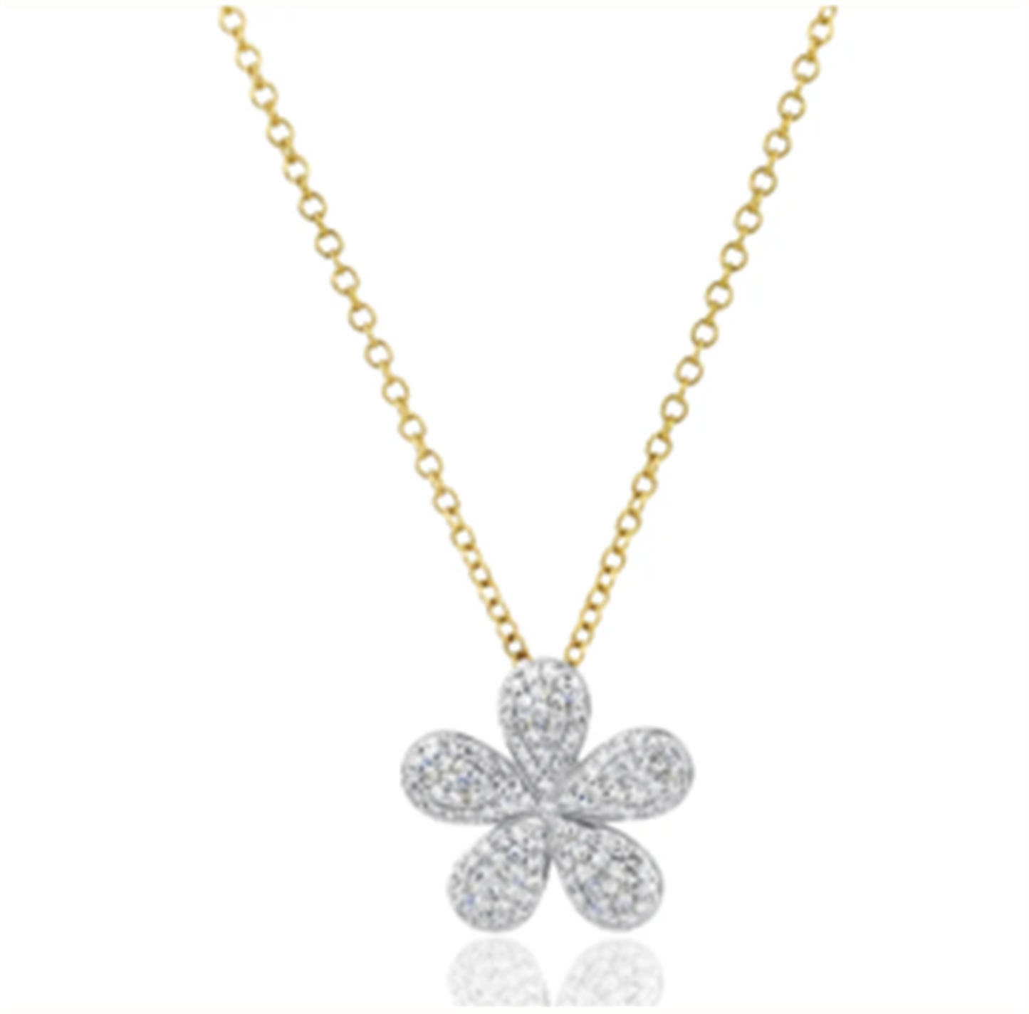 Phillips House Symphony Diamond Forget-Me-Not Large Pave Necklace in 14k Yellow Gold