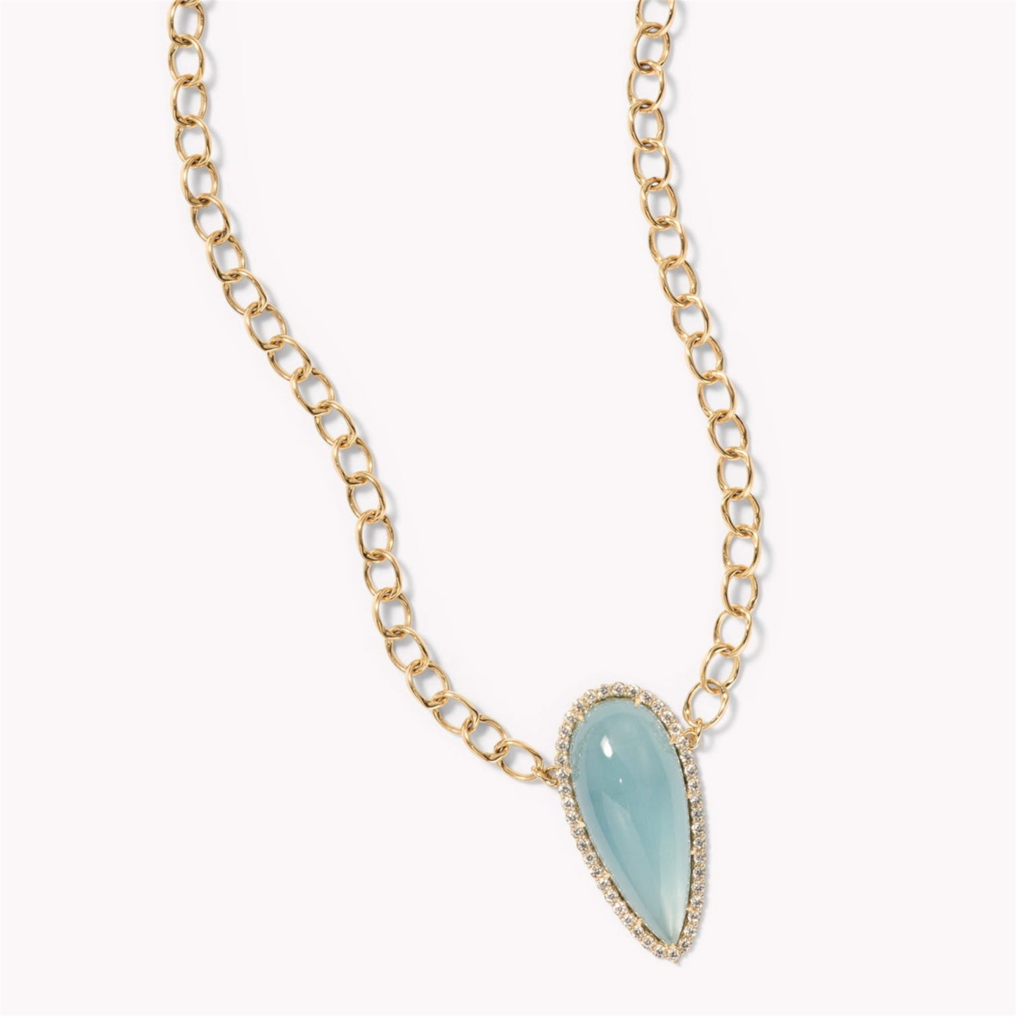 Jamie Turner Sparrow Aquamarine Pendant w/ Diamonds Necklace