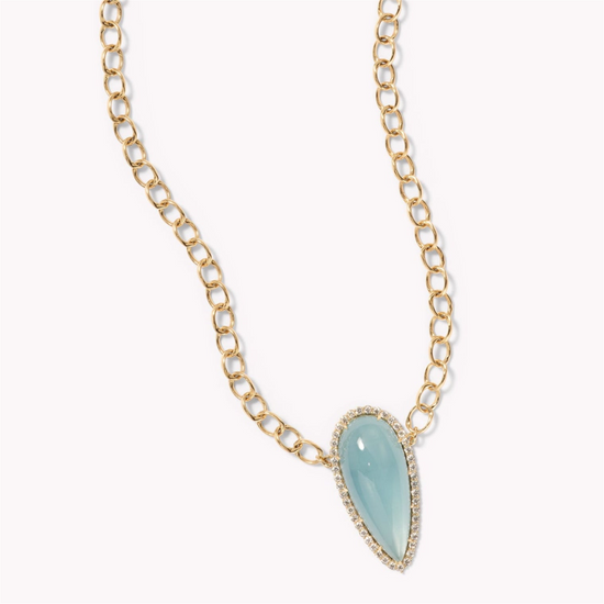 Jamie Turner Sparrow Aquamarine Pendant w/ Diamonds Necklace
