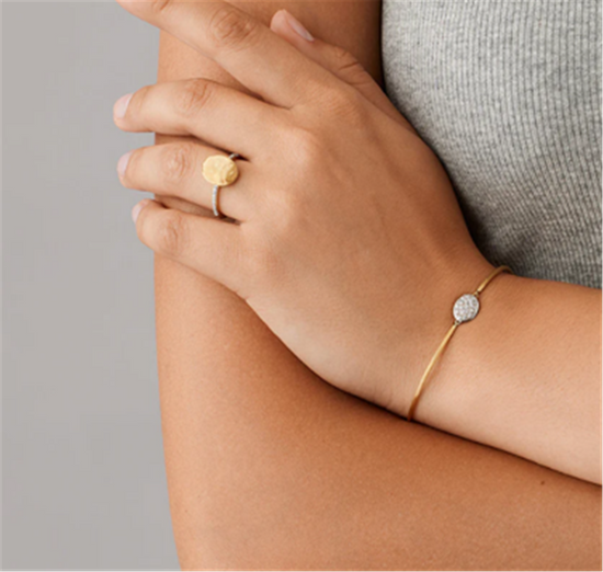 Marco Bicego Siviglia Vertical Ring with Diamond Band in 18k Yellow Gold