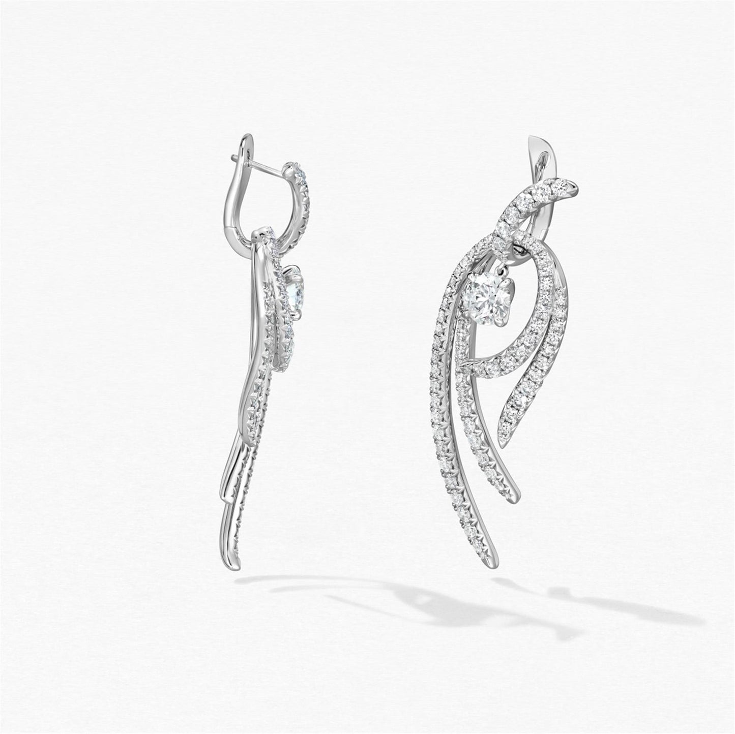 Hearts on Fire Vela Twisted Drop Earrings in 18k White Gold - Large