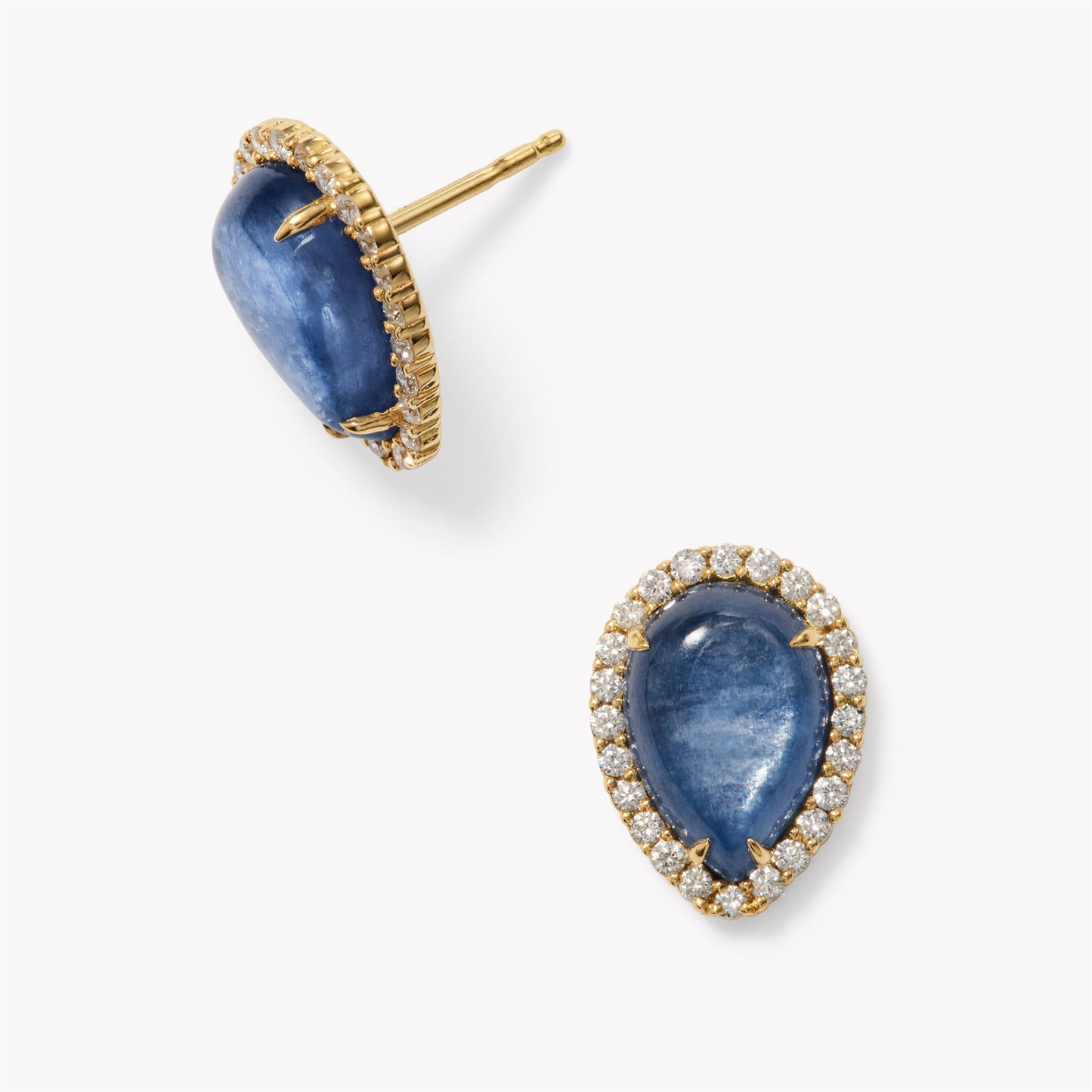 Jamie Turner Sparrow Kyanite & Diamond Studs in 18k Yellow Gold