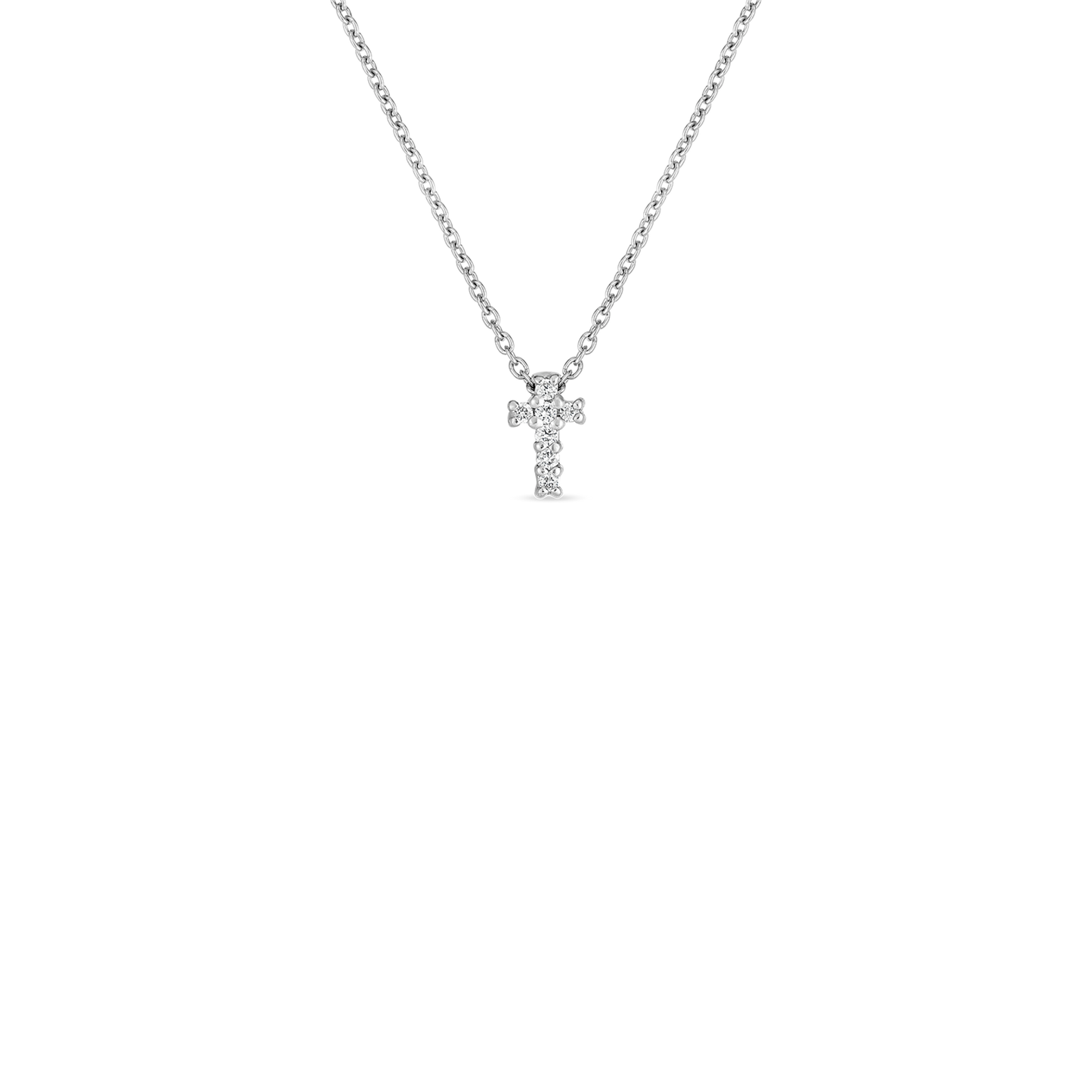 Roberto Coin Tiny Treasure Cross Necklace in 18k White Gold