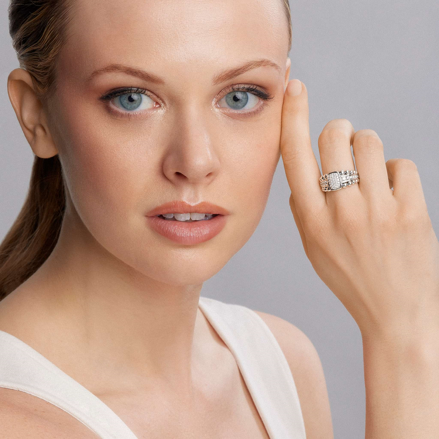 Lagos Small Diamond Statement Ring in Sterling Silver