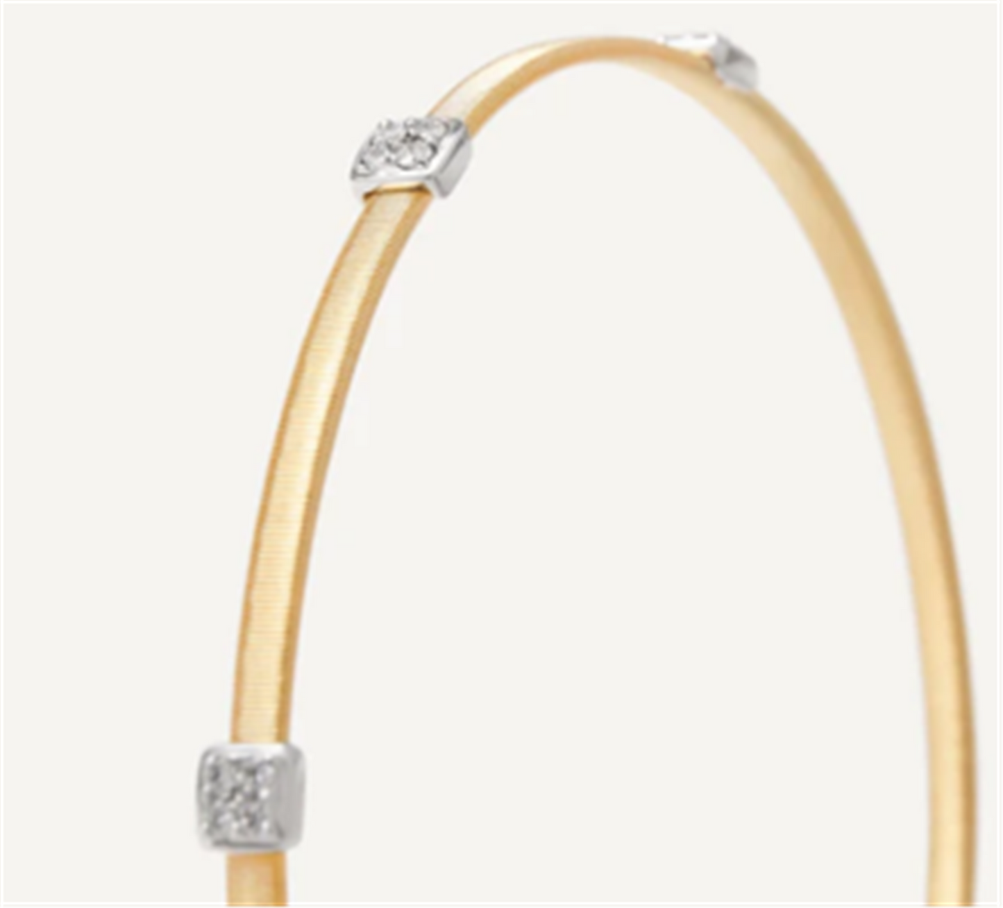 Marco Bicego Stackable Bracelet w/ 3 Diamonds Stations in 18k Two-Tone Gold